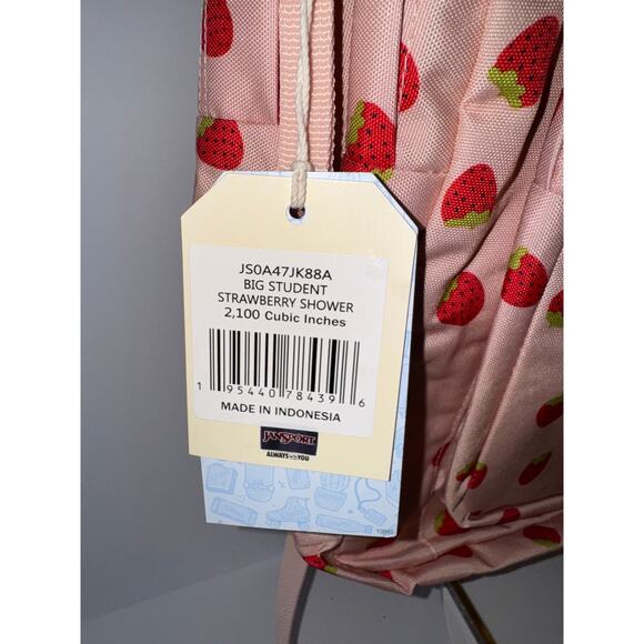 JanSport Big Student backpack in Strawberry Shower -NWT! - Picture 4 of 8